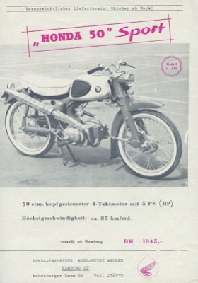 Honda 50 Sport Prospekt ca. 1961