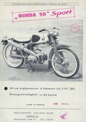 Honda 50 Sport Prospekt ca. 1961