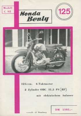 Honda Benly 125 brochure ca. 1961