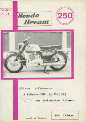 Honda Dream 250 brochure ca. 1961