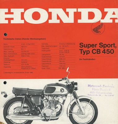 Honda CB 250 / 450 brochure 1968