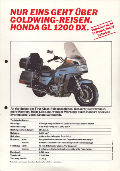 Honda GL 1200 DX Prospekt 10.1983