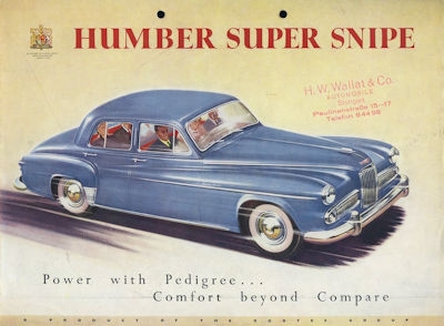 Humber Super Snipe Mark IV brochure 1950s