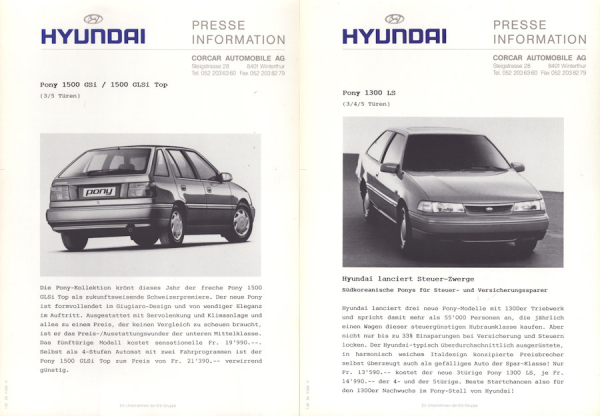 Hyundai Schweizer Presse Informationen 1992