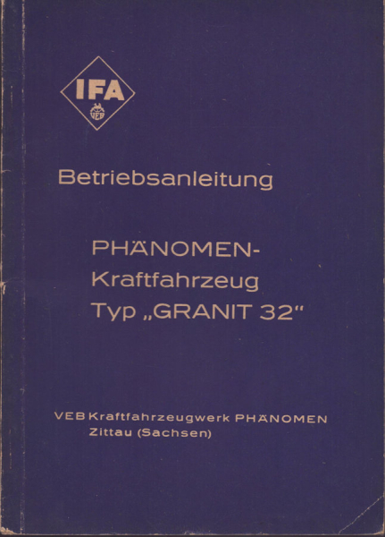 IFA Phänomen Granit 32 Bedienungsanleitung 8.1953