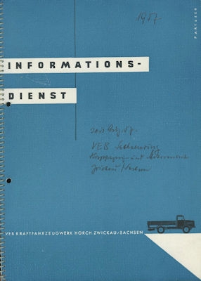 Sachsenring P 240 Informations-Dienst 1957