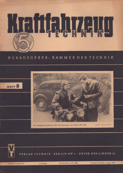 Kraftfahrzeugtechnik KFT 1951 Heft 8