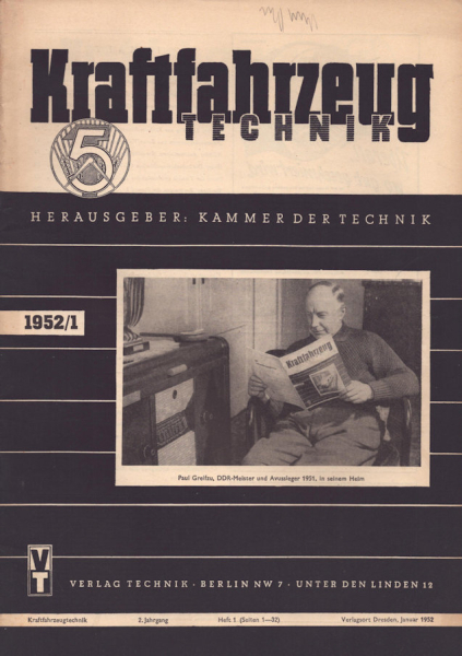 Kraftfahrzeugtechnik KFT 1952 Heft 1