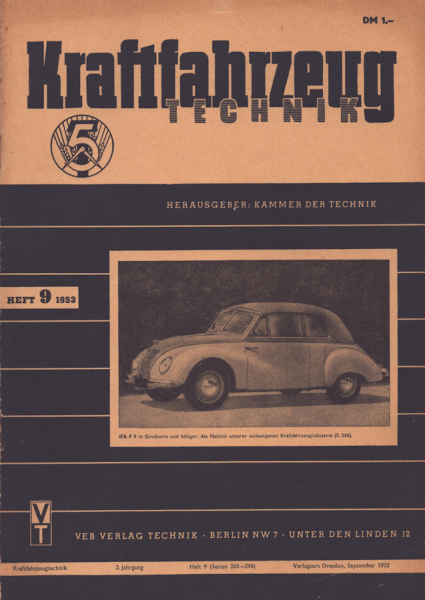 Kraftfahrzeugtechnik KFT 1953 Heft 9