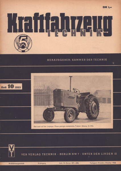 Kraftfahrzeugtechnik KFT 1953 Heft 10