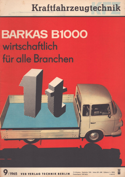 Kraftfahrzeugtechnik KFT 1965 Heft 9