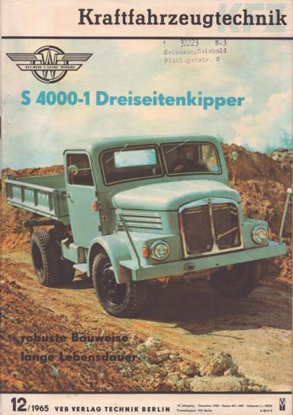 Kraftfahrzeugtechnik KFT 1965 Heft 12