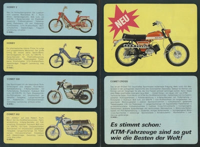 KTM Mopeds und Fahrräder Programm 1960er Jahre