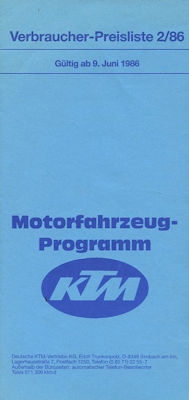 KTM Preisliste 6.1986