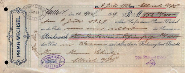 Richard Kahle Halle / Saale Wechsel 1929