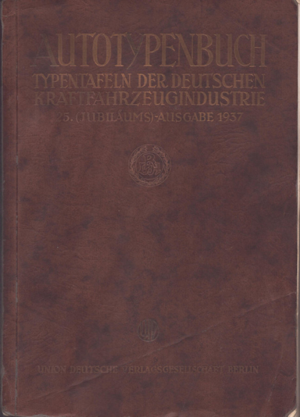 Autotypenbücher 1937 Typentafeln des Reichverbandes der Automobilindustrie