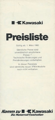 Kawasaki Preisliste 3.1980