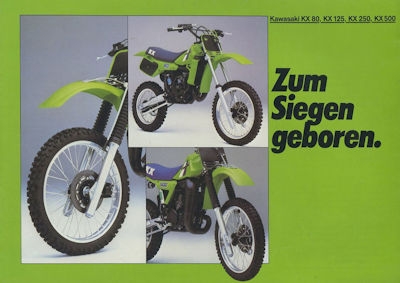 Kawasaki KX 80, KX 125, KX 250 + KX 500 Prospekt ca. 1984