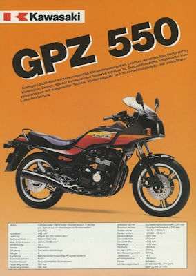 Kawasaki GPZ 550 Prospekt ca. 1989