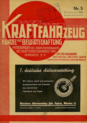 Kraftfahrzeug Handel u. Bewirtschaftung 1938 No. 5