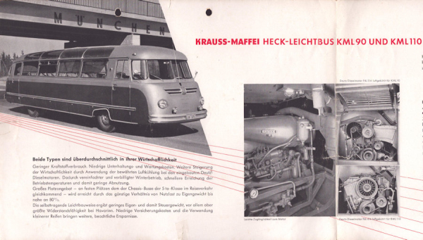 Kraus-Maffei Heck-Leichtbus KML 90 / 110 Prospekt 1953