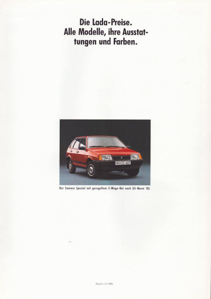 Lada Preise und Farben 9.1990