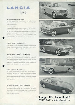 Lancia program ca. 1962