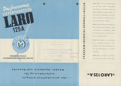 Laro 125 A brochure ca. 1950