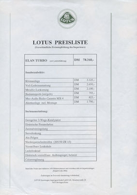 Lotus Preisliste 1.1992