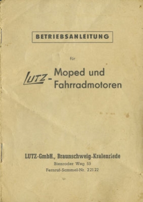 Lutz Moped und FmH-Motoren Bedienungsanleitung 1953