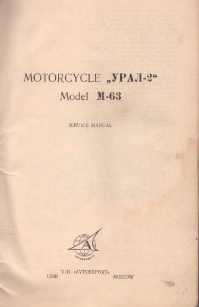 M 63 Motorrad Bedienungsanleitung ca. 1960