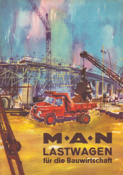 MAN Lastwagen für die Bauwirtschaft Prospekt 1950er Jahre