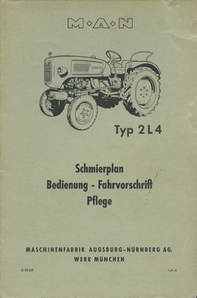 MAN Schlepper 2 L 4 Schmierplan 1961