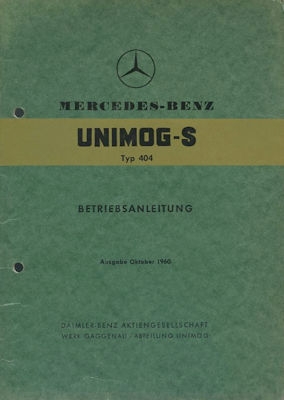 Mercedes-Benz Unimog 404 Bedienungsanleitung 10.1960