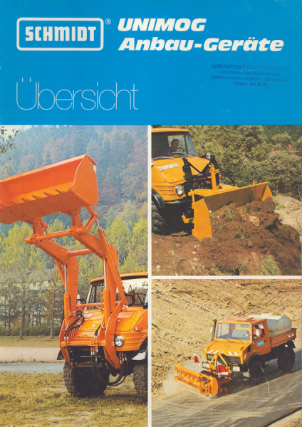 Mercedes-Benz Unimog Schmidt Anbau-Geräte Prospekt 1980er Jahre