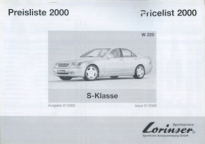 Mercedes-Benz Lorinser S-Klasse W 220 Preisliste 2000