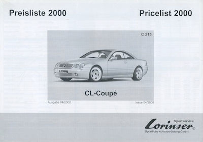 Mercedes-Benz Lorinser CL Coupé C 215 Preisliste 2000