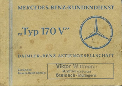 Mercedes-Benz 170 V Kundendienst-Heft 1938