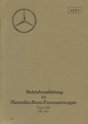 Mercedes-Benz 230 W 153 Bedienungsanleitung 5.1940