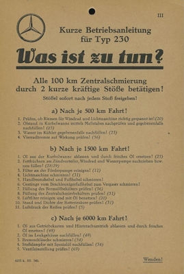 Mercedes-Benz 230 W 153 Bedienungsanleitung 5.1940