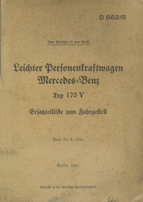 Mercedes-Benz Typ 170 V Militär-Ersatzteilliste 1941