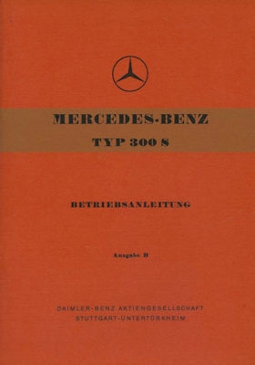 Mercedes-Benz 300 S Bedienungsanleitung 3.1953