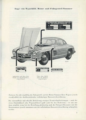 Mercedes-Benz 300 SL Gullwing Bedienungsanleitung 12.1954