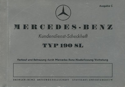 Mercedes-Benz 190 SL Kundendienst-Scheckheft 8.1956