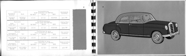 Mercedes-Benz Zweifarbige Lackierungen Musterbuch ca. 1958
