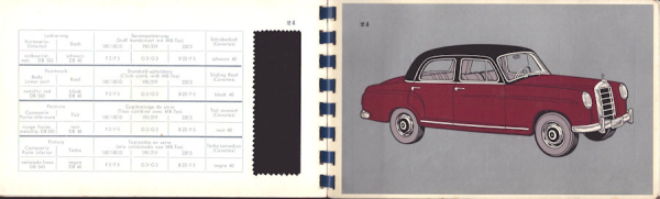 Mercedes-Benz Zweifarbige Lackierungen Musterbuch ca. 1958