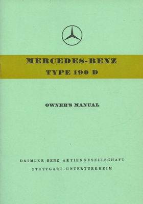 Mercedes-Benz 190 Bedienungsanleitung 1958/1966 Reprint