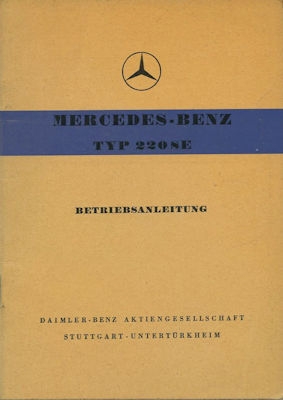 Mercedes-Benz 220 SE Bedienungsanleitung 1958/59