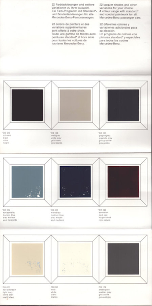 Mercedes-Benz Farbmuster Prospekt 3.1965