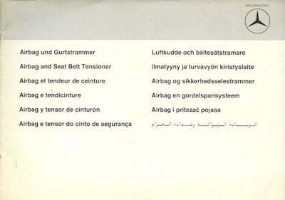 Mercedes-Benz Airbag und Gurtstraffer Bedienungsanleitung 11.1982